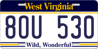 WV license plate 8OU530