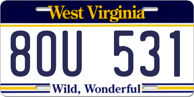 WV license plate 8OU531