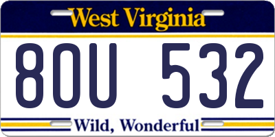 WV license plate 8OU532