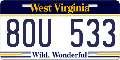WV license plate 8OU533