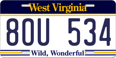 WV license plate 8OU534