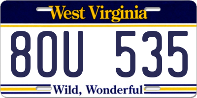 WV license plate 8OU535