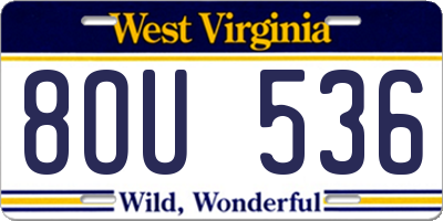 WV license plate 8OU536