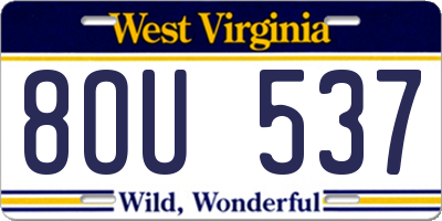 WV license plate 8OU537