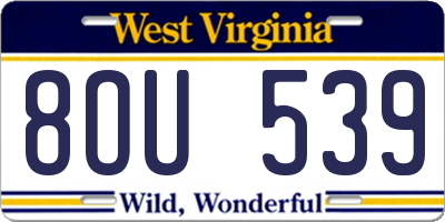 WV license plate 8OU539