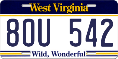 WV license plate 8OU542