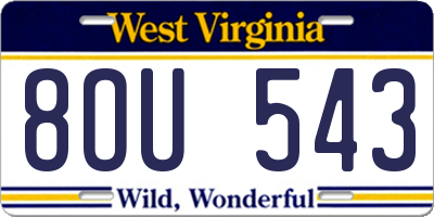WV license plate 8OU543