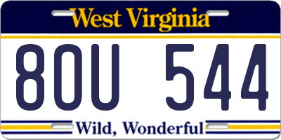 WV license plate 8OU544