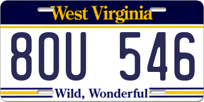 WV license plate 8OU546