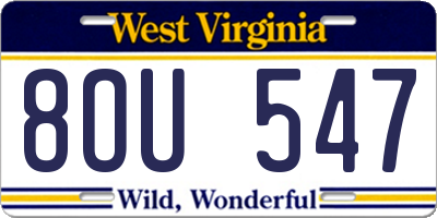 WV license plate 8OU547