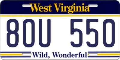 WV license plate 8OU550