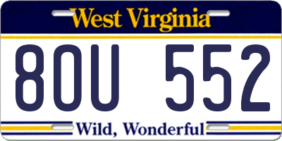 WV license plate 8OU552