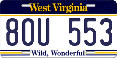 WV license plate 8OU553