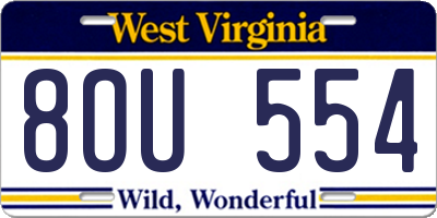 WV license plate 8OU554