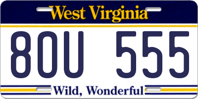 WV license plate 8OU555