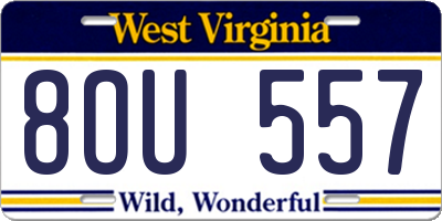 WV license plate 8OU557