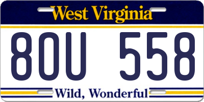 WV license plate 8OU558