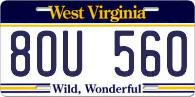 WV license plate 8OU560