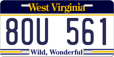 WV license plate 8OU561