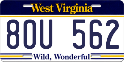 WV license plate 8OU562