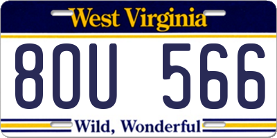WV license plate 8OU566