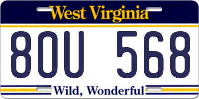WV license plate 8OU568