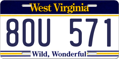 WV license plate 8OU571