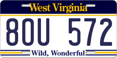 WV license plate 8OU572