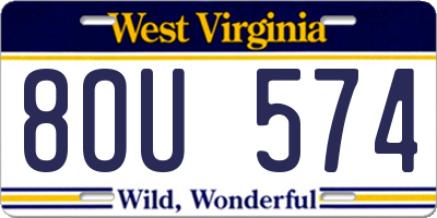 WV license plate 8OU574