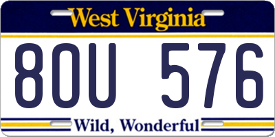 WV license plate 8OU576