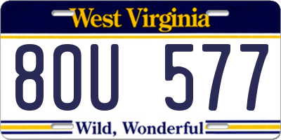 WV license plate 8OU577