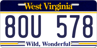 WV license plate 8OU578