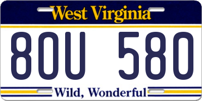 WV license plate 8OU580