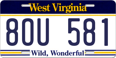 WV license plate 8OU581