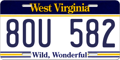 WV license plate 8OU582