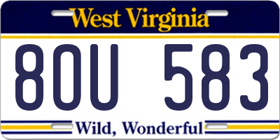 WV license plate 8OU583