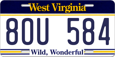 WV license plate 8OU584