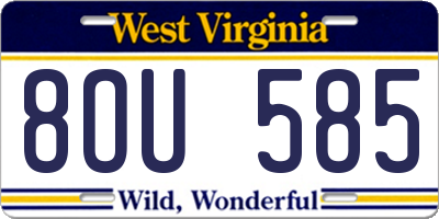 WV license plate 8OU585
