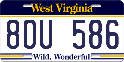 WV license plate 8OU586