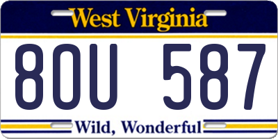 WV license plate 8OU587