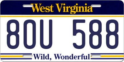 WV license plate 8OU588