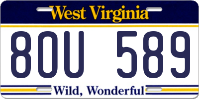 WV license plate 8OU589