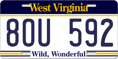 WV license plate 8OU592