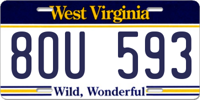WV license plate 8OU593