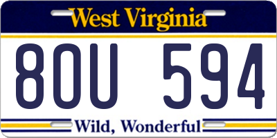 WV license plate 8OU594