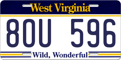 WV license plate 8OU596