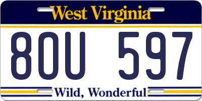 WV license plate 8OU597