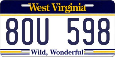 WV license plate 8OU598