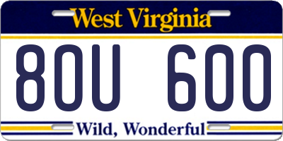 WV license plate 8OU600