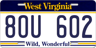 WV license plate 8OU602